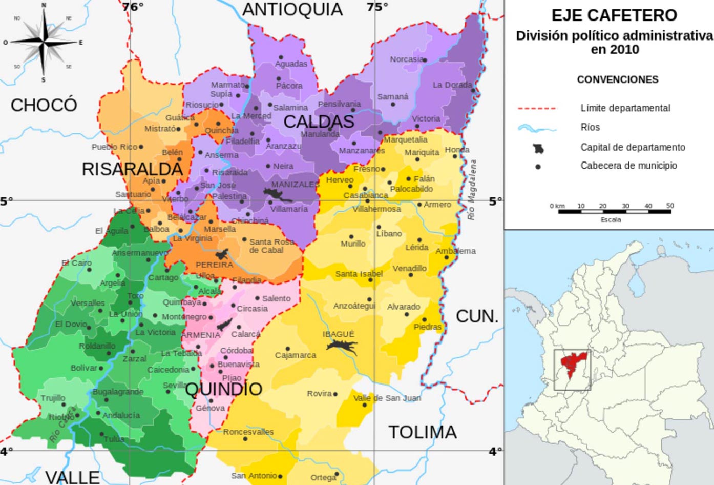 colombia coffee region map