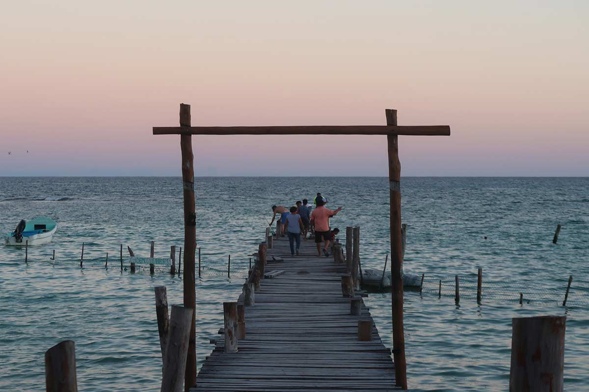 sunset in mahahual mexico